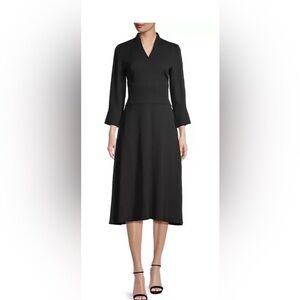 Misook Black V-Neck Crepe De Chine Sheath Dress XL